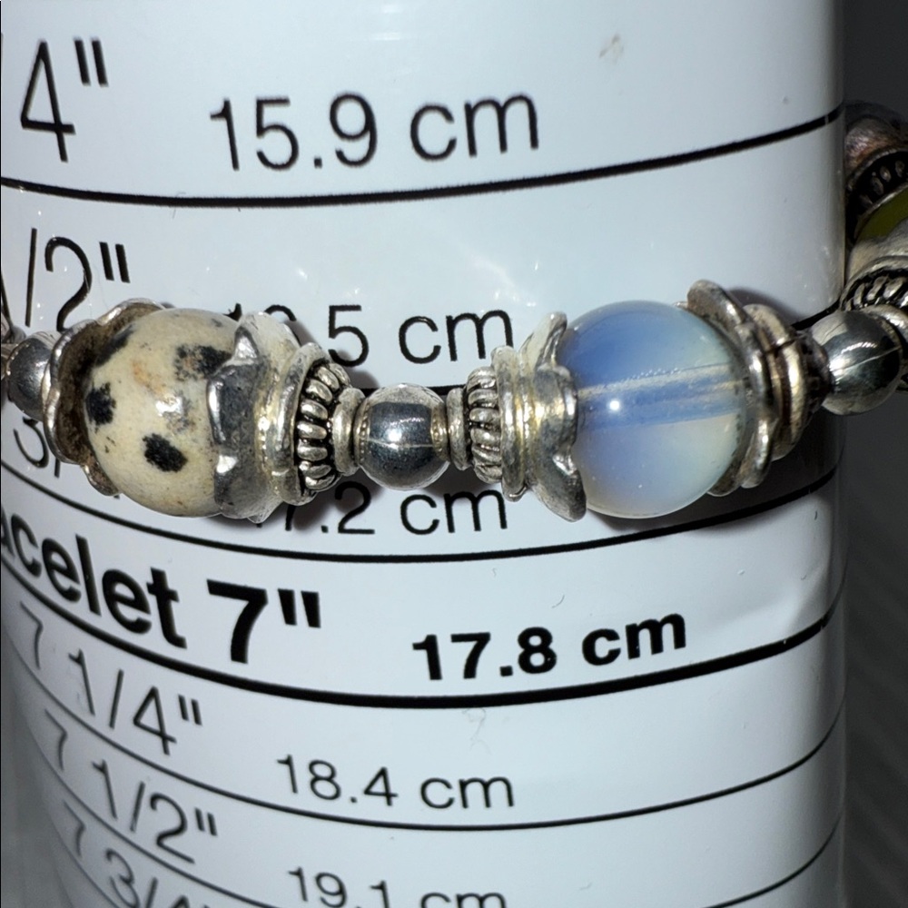 Silver Tone (Untested) Multi-Stone Beaded Bracele… - image 6